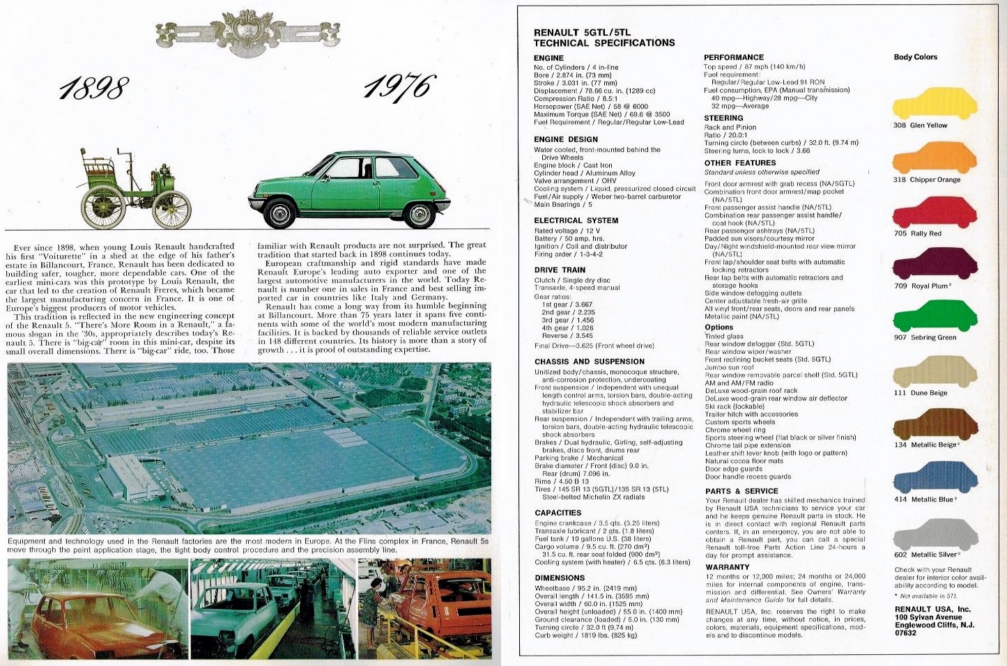 1972 Renault 5 Brochure Page 3