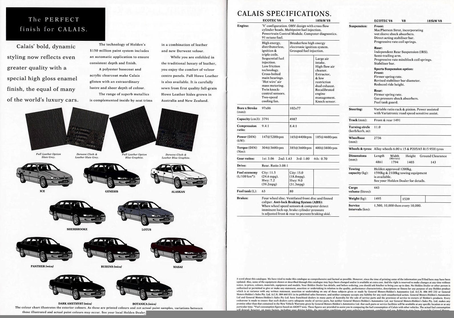 1995 Holden VS Calais Brochure Page 3