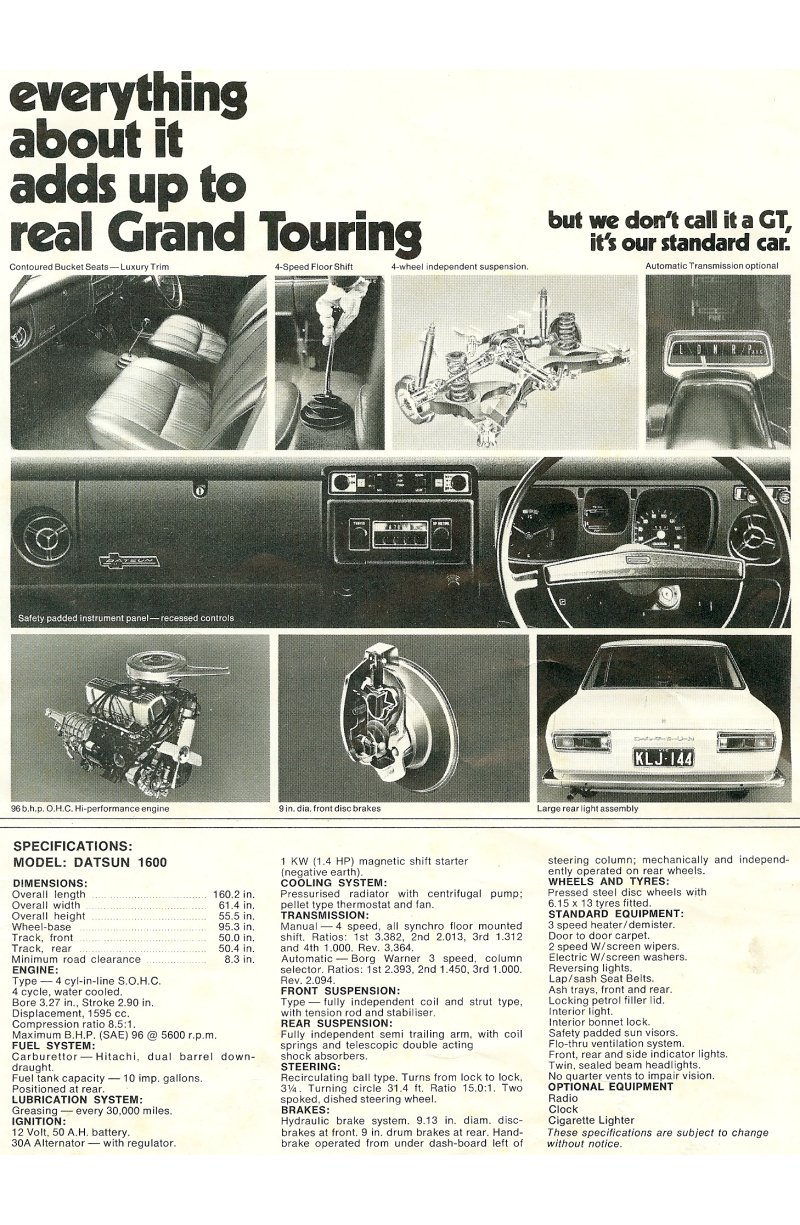 Datsun 1600 Brochure Page 1