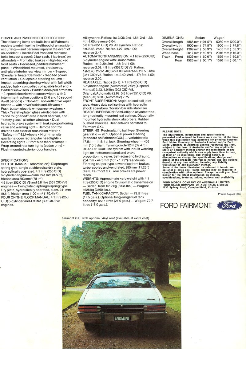 Ford Falcon XC Fairmont Brochure Page 6