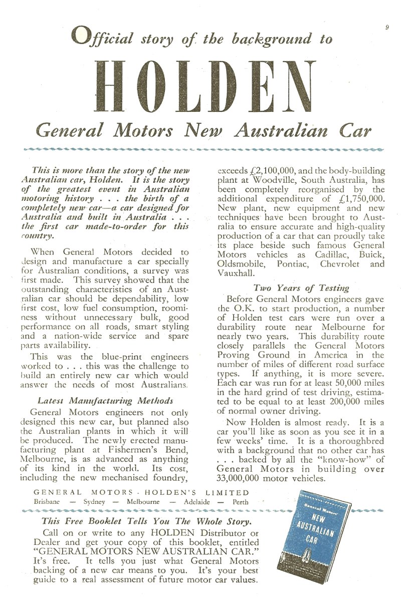 Early Holden Advertising Brochure Page 11
