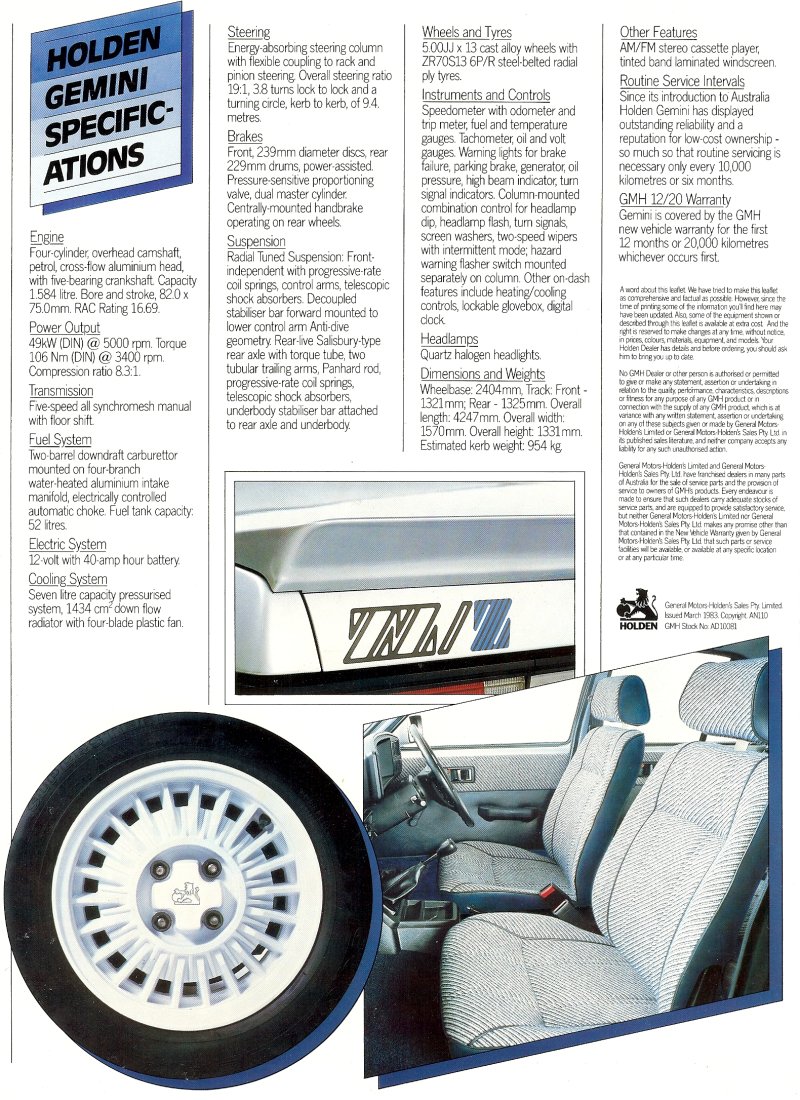 Holden Gemini TG ZZ/Z Brochure Page 1