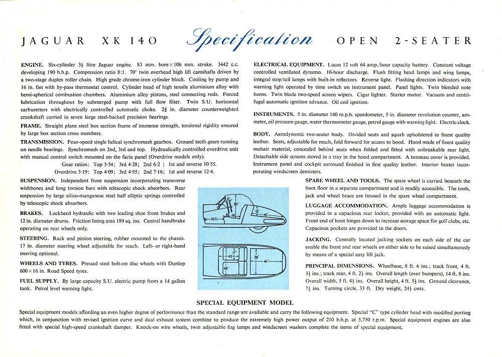 Jaguar XK140 Brochure Page 2