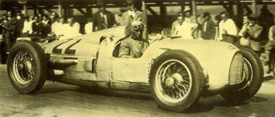 Tazio Nuvolari at the 1934 Czech GP in his Auto Union