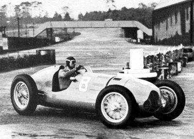 Raymond Mays at the wheel of the ERA E-Type at Brooklands in 1939