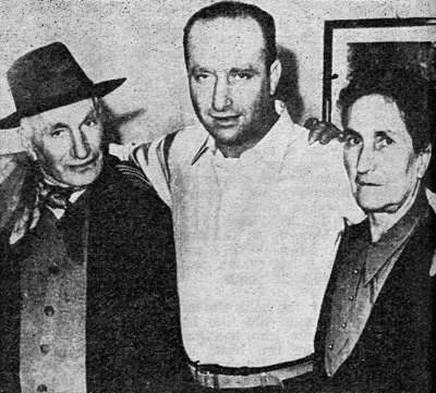 A rare photograph of Fangio with his parents in his home town of Balcarce in the Argentine