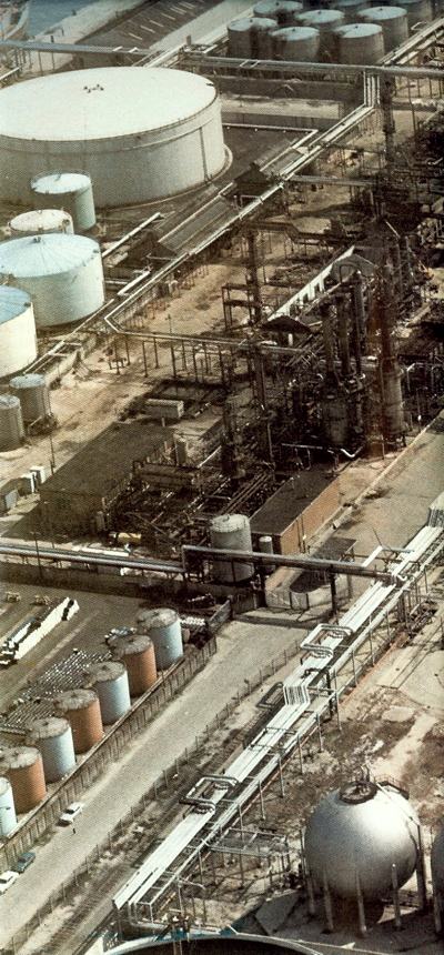 An oil refinery at Antwerp in operation during the 1970's