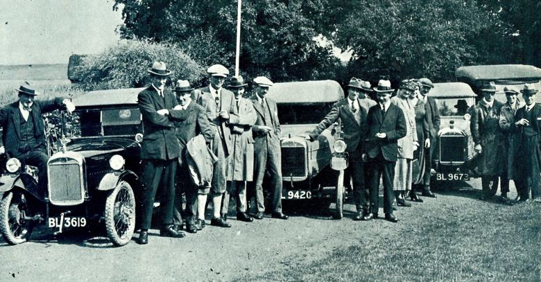 A group of GWK 10.8s prior to a reliability trial to demonstrate the friction drive transmission, circa 1921