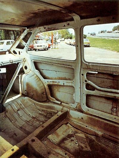 Inside of car showing surface rust