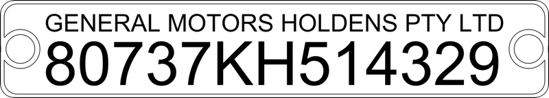 HK to HQ VIN Plate