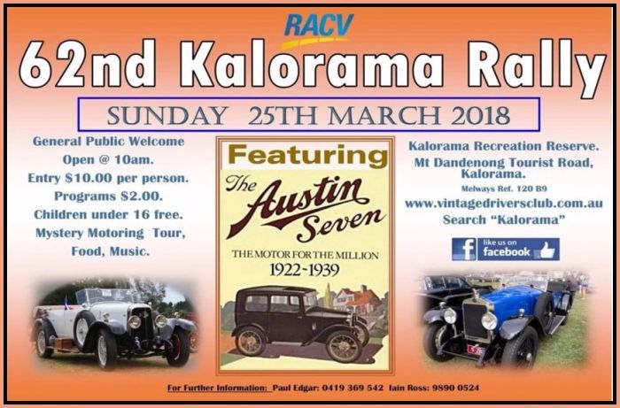 RACV 62nd Annual Kalorama Rally 2018  [VIC]