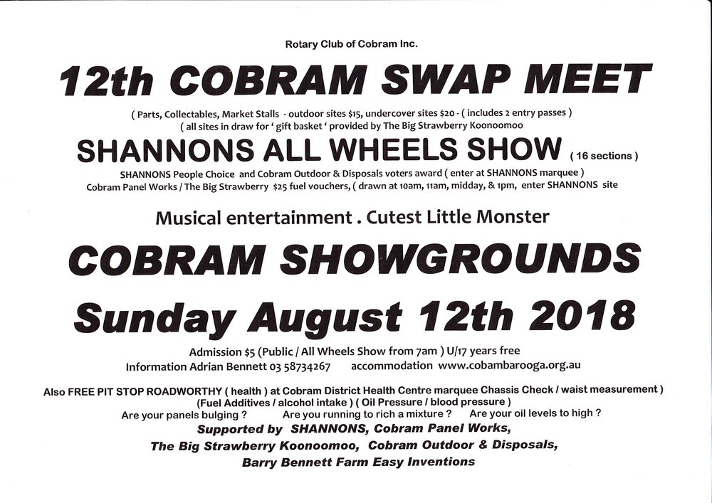 Cobram Swap Meet and All Wheels Show, VIC