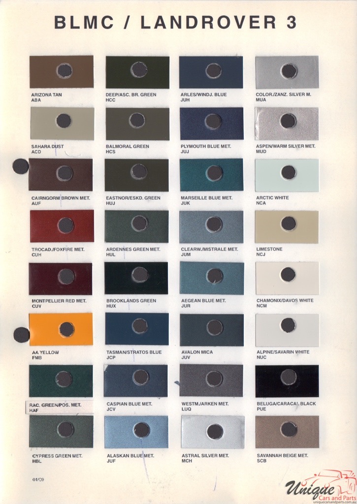 British Leyland Colour Chart