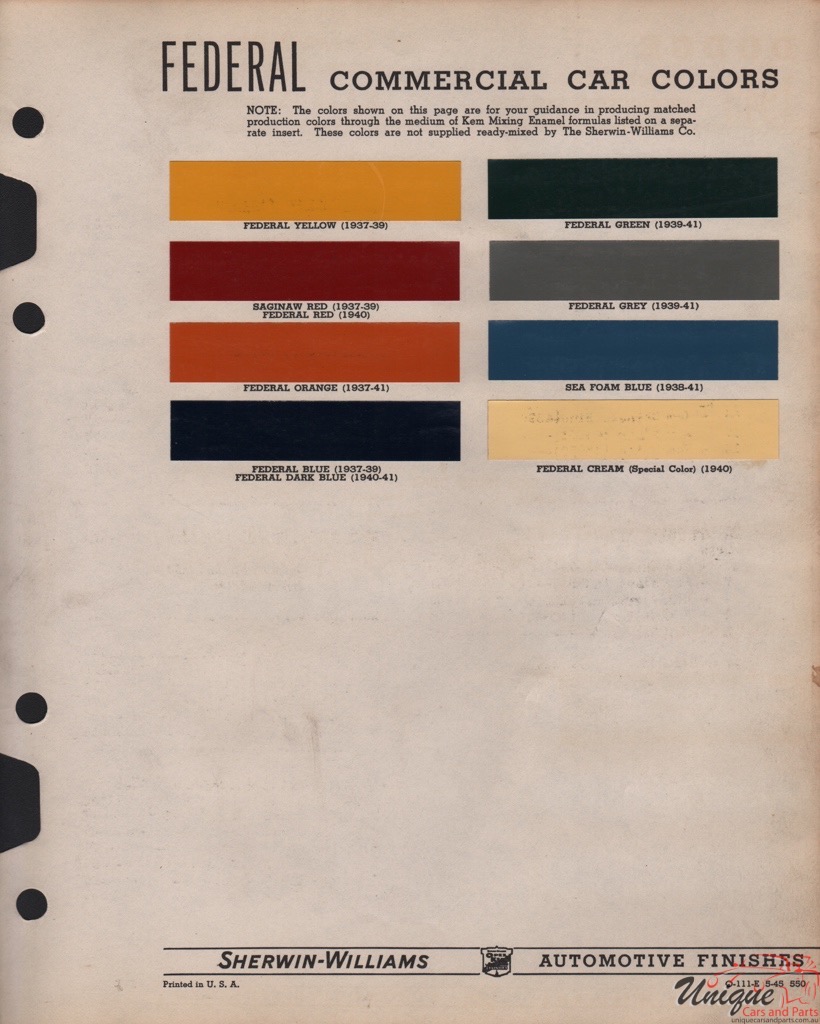 Federal Color Chart