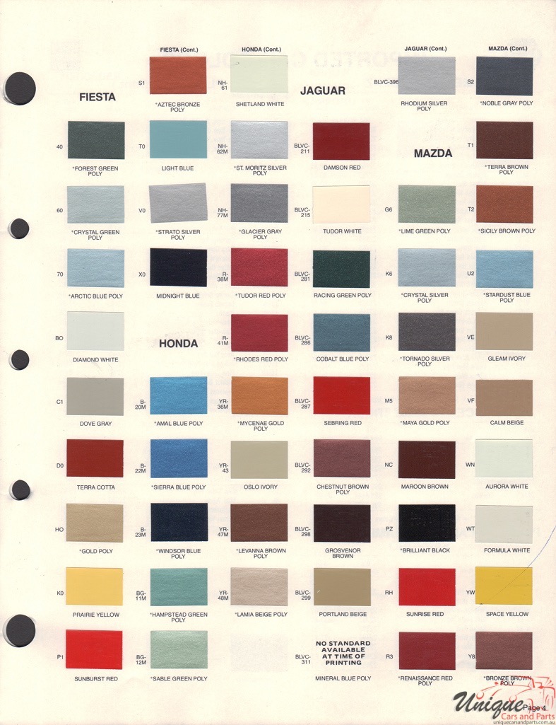 Prestige Paint Colour Chart