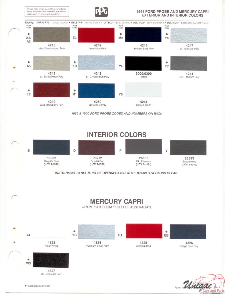 Mercury Paint Chart Color Reference