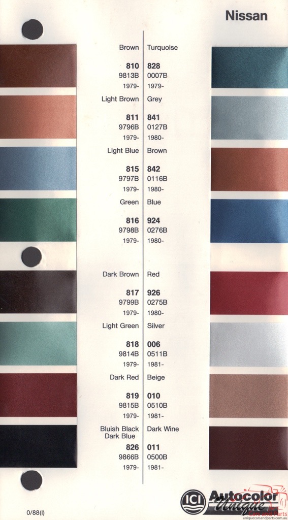 Vehicle Color Code Chart