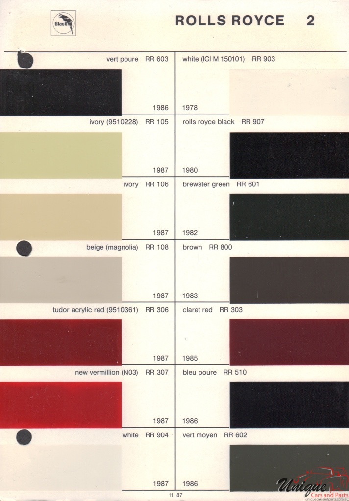 Range Rover Paint Colours Chart