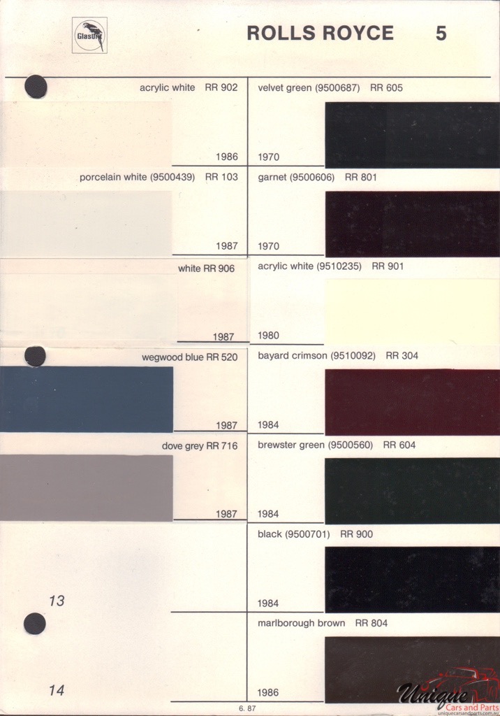 67 Camaro Color Chart