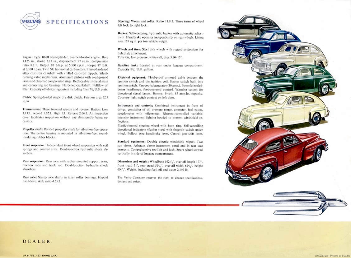 1957 Volvo PV444 Brochure Page 3