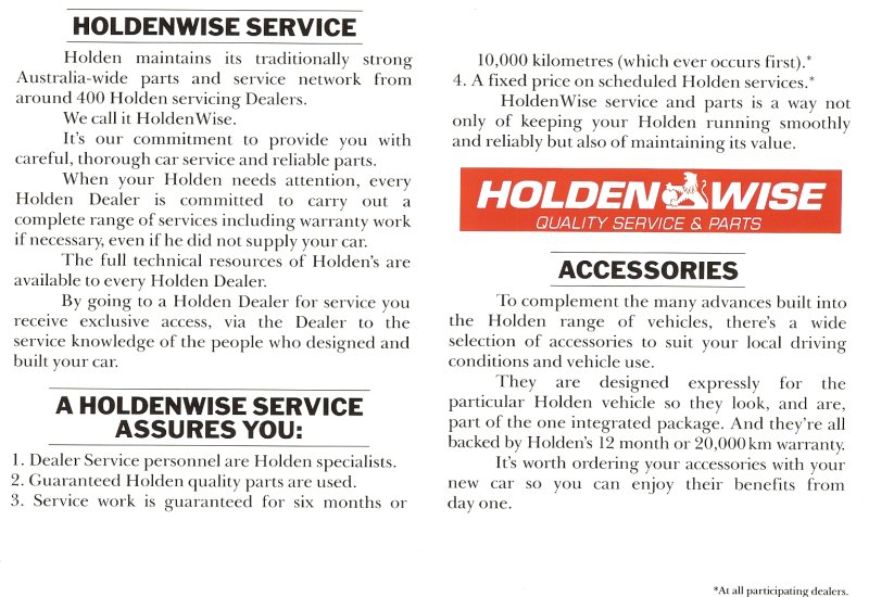 1988 Holden Range Brochure Page 8