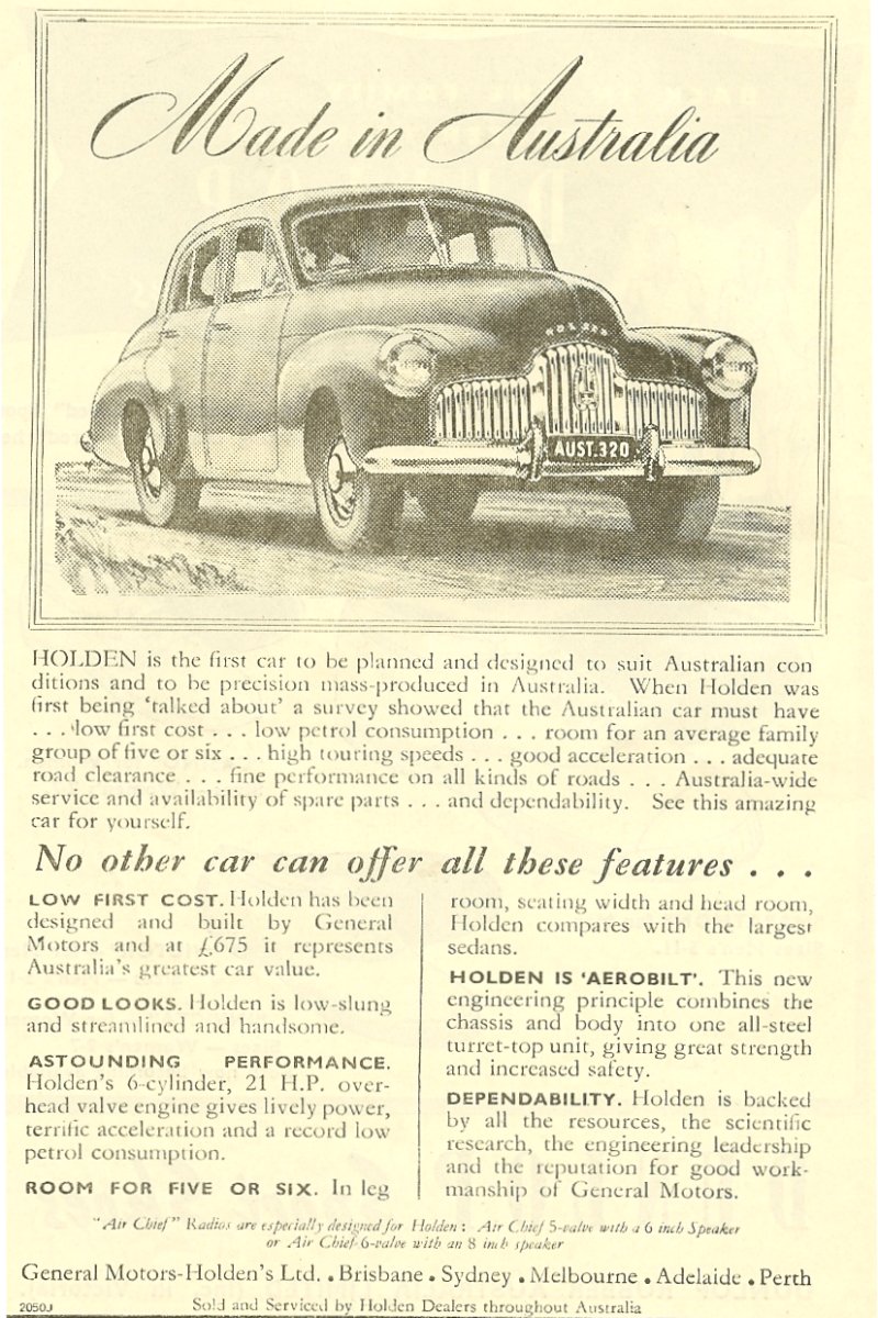 Early Holden Advertising Brochure Page 12