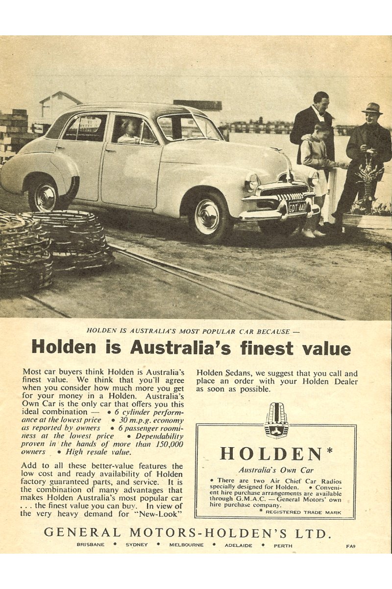 Early Holden Advertising Brochure Page 1