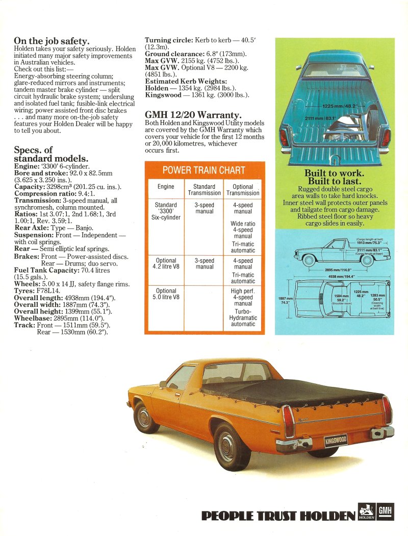 Holden HX Ute Brochure Page 3