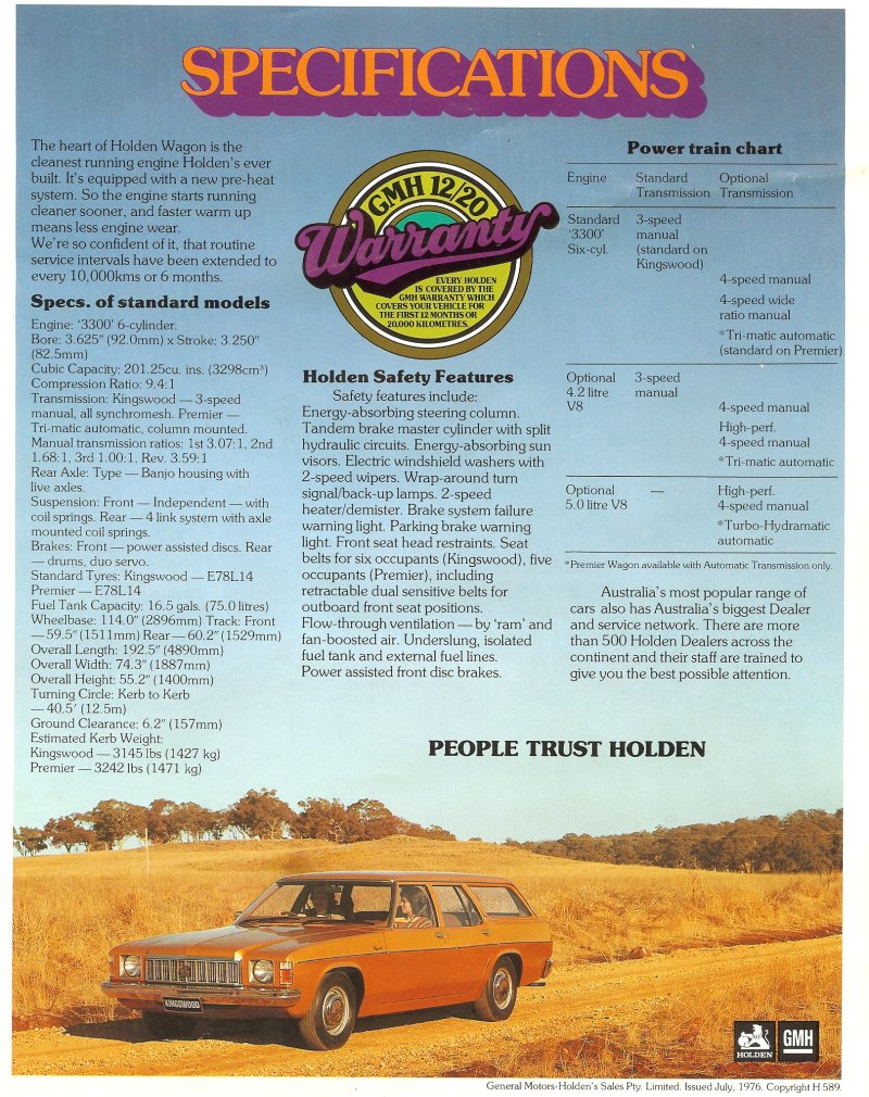 Holden HX Wagon Brochure Page 2