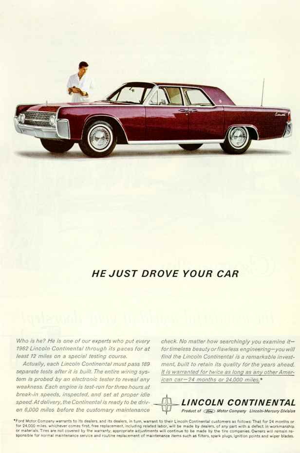 American Automobile Advertising published by Lincoln in 1962