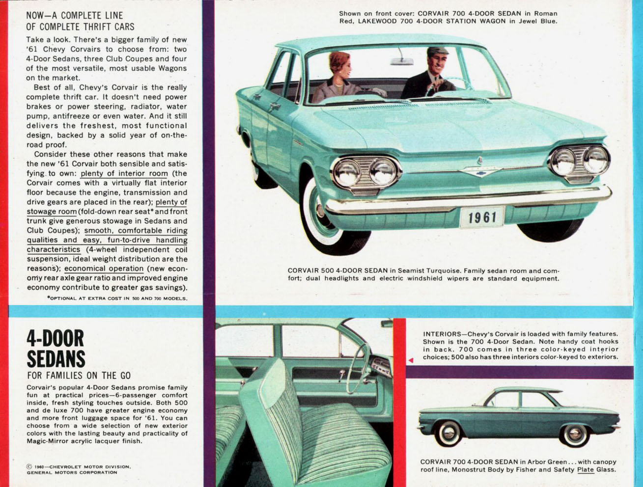 1960 Chevrolet Corvair 700 Four-Door Sedan NOS Sales Brochure