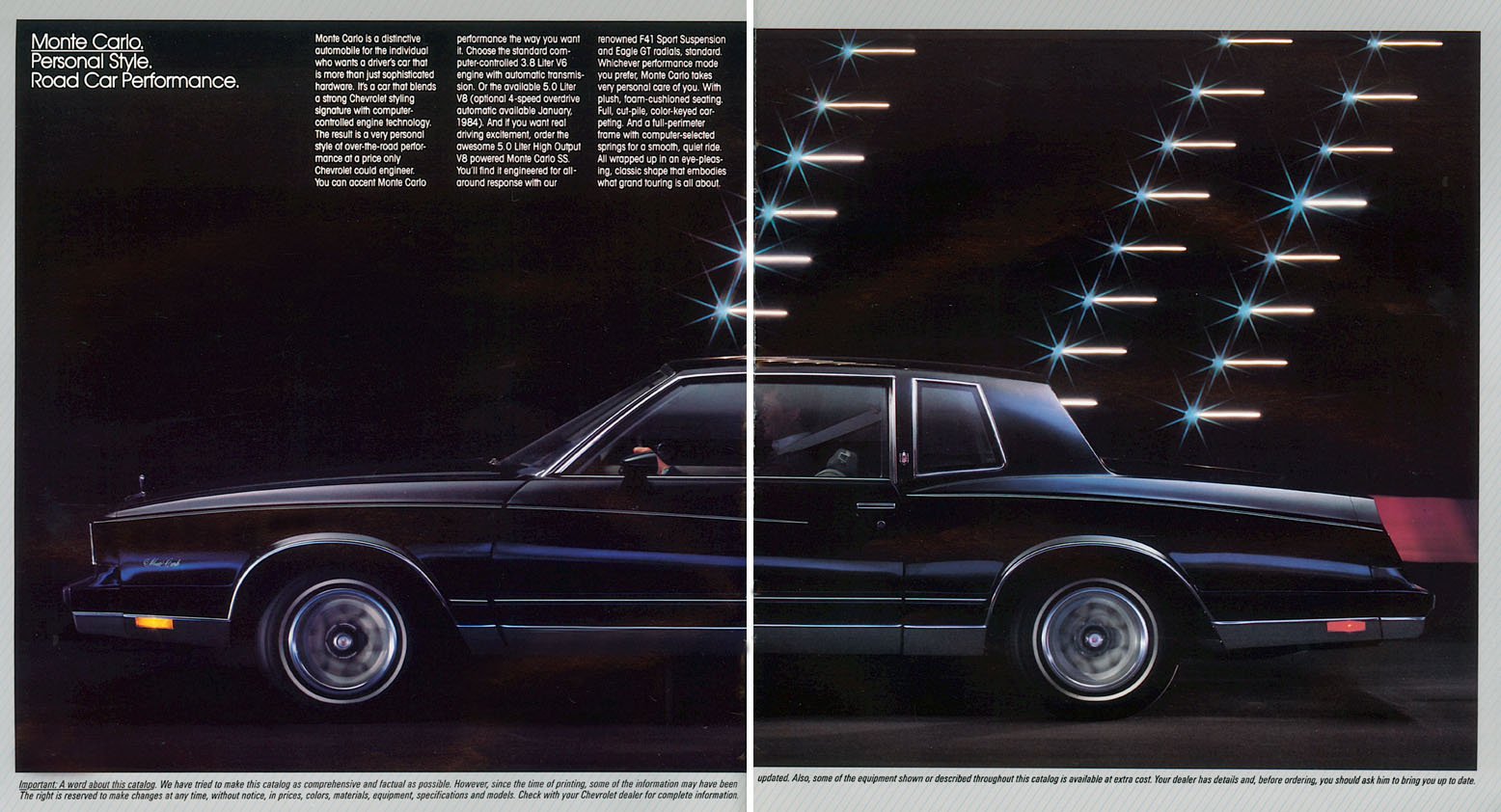 1984 Chevrolet Monte Carlo SS Sport Coupe sales brochure dealer literature 