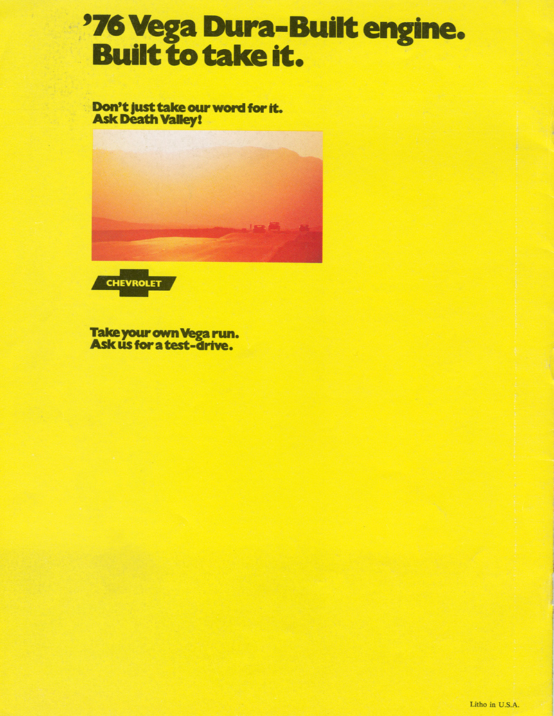 Details about   1976 Chevrolet Vega Conquers Death Valley Original Print Ad.8.5 x 11" 