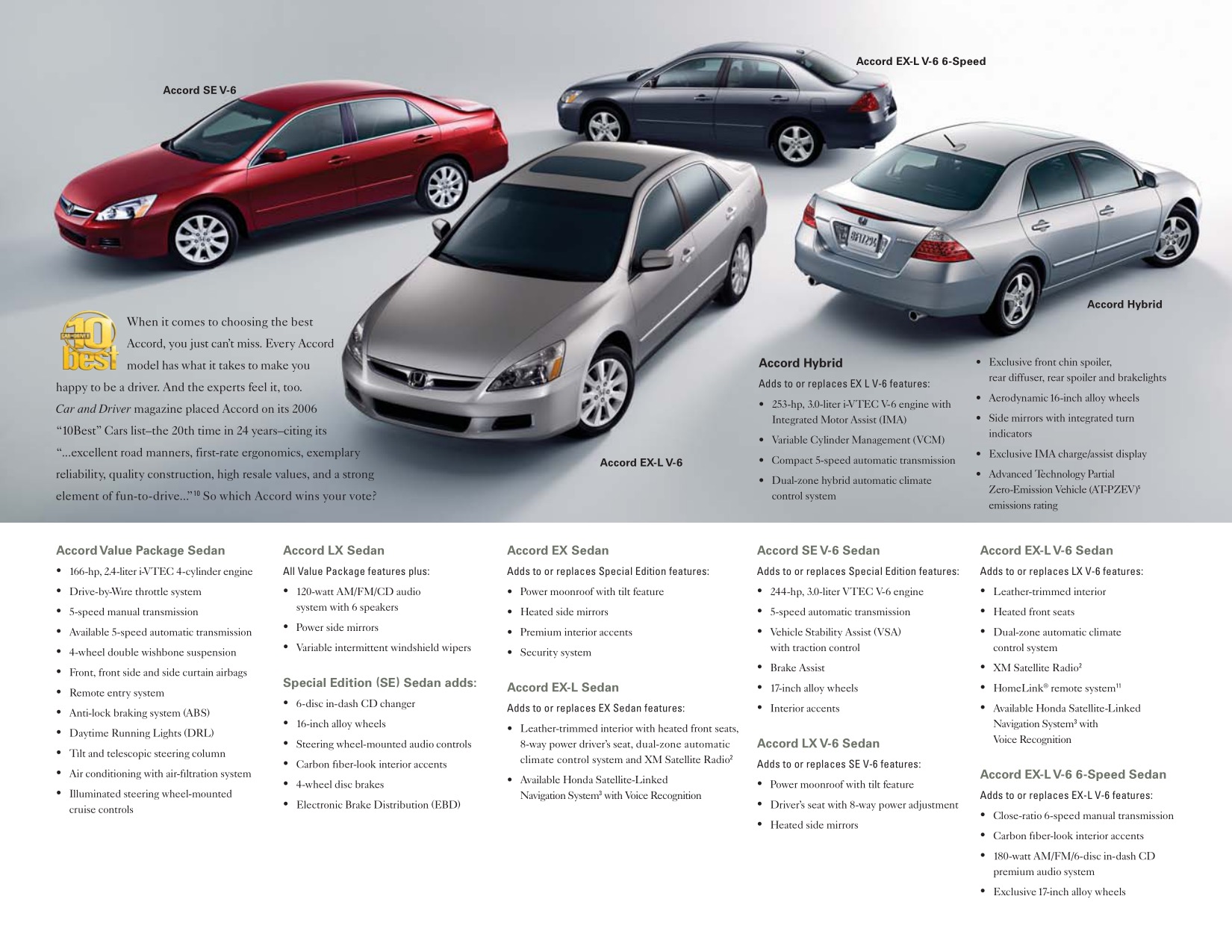 2007 Honda Accord Sedan and Hybrid 38-page Car Sales Brochure Catalog Book 