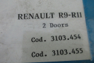 Lh window regulator Renault 9 and R11