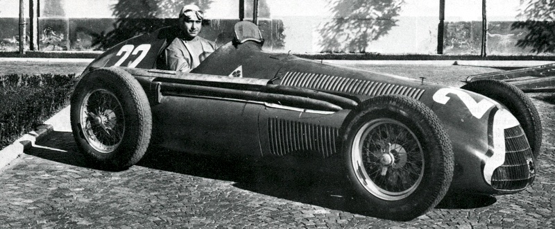 Juan Manuel Fangio in the Type 159 Alfa Romeo
