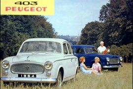 PEUGEOT  403 models 1959. Cabriolet brochure/Prospekt English incl 