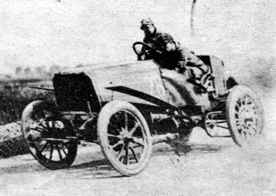 Baron de Crawhez in a Panhard during the 1903 Paris to Madrid