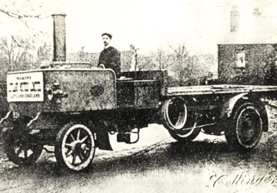 Development Steam Bus Chassis, with W. H. Lober at the wheel