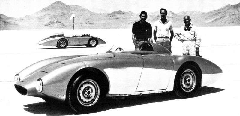 Donald Healey with co-drivers Carroll Shelby and Roy Jackson Moore