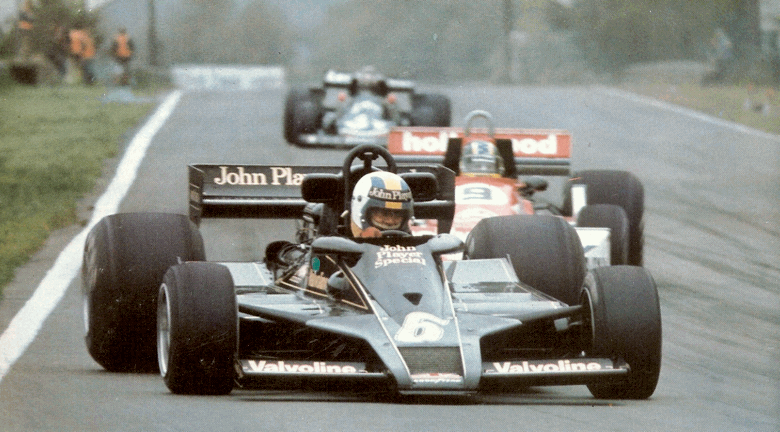 Gunnar Nilsson in action during the 1977 Belgian Grand Prix