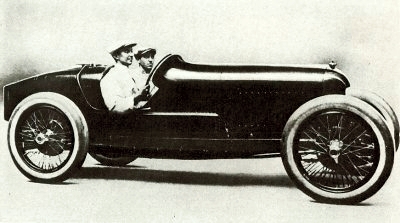 Pietro Bordino in the car that he raced in the 1922 Italian Grand Prix