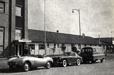 Arnolt-Bristol and Arnolt-MG in front of the Arnolt factory in Indiana, USA