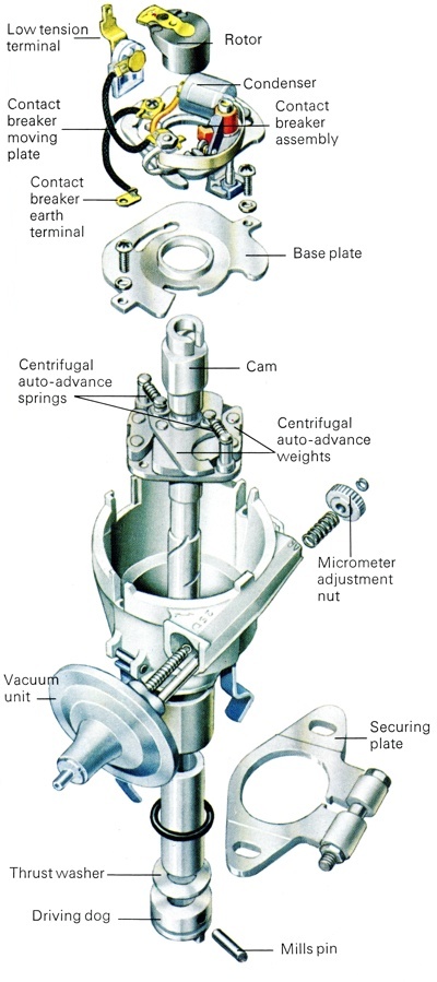 The older style Lucas 25D distributor with vacuum advance