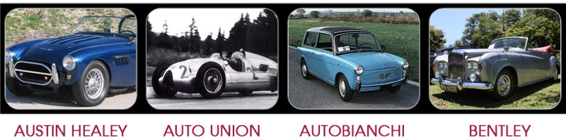 Austin Healey, Auto Union, Autobianchi, Bentley