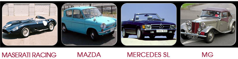 Maserati Racing, Mazda, Mercedes SL, MG