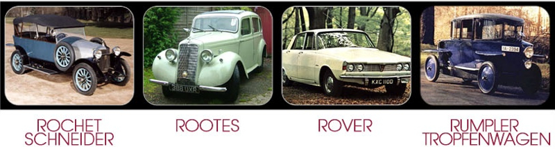 Rochet Schneider, Rootes, Rover, Rumpler Tropfenwagen