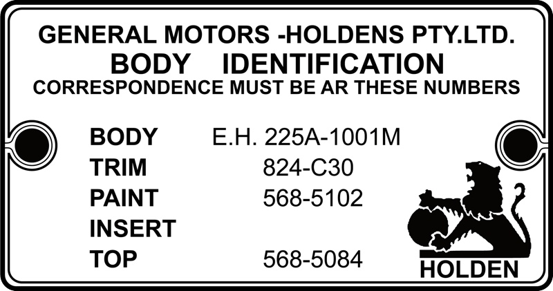 Holden VIN Identification